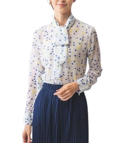 NARA CAMICIE ナラカミーチェ シフォンブラウス 花柄 ボウタイ ナラカミーチェ NARA CAMICIE シアー シフォン フラワー 花柄